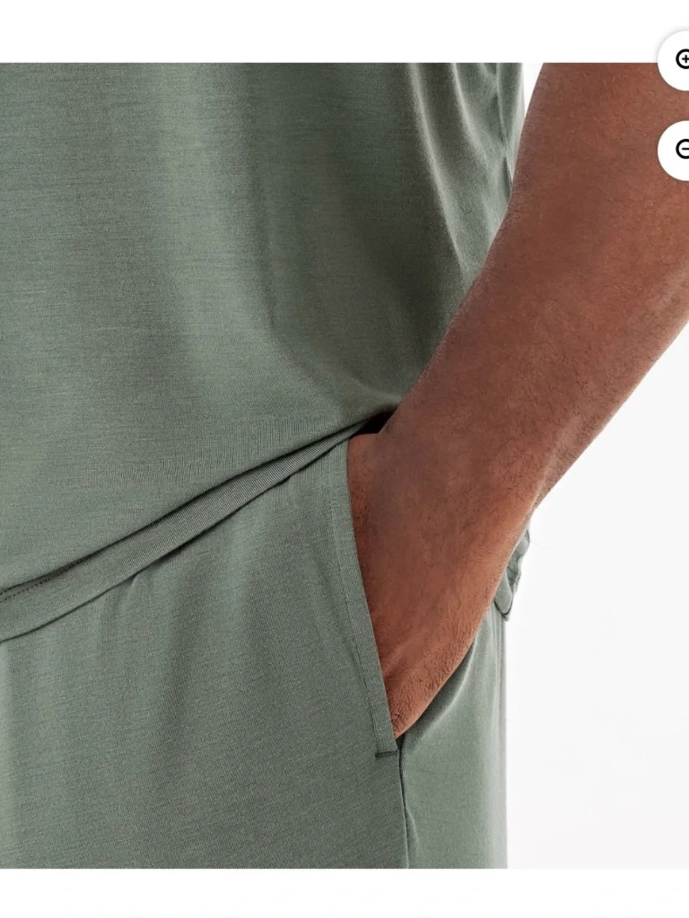 Men's Short Sleeve Undershirt & Shorts Pajama Set in Olive Green